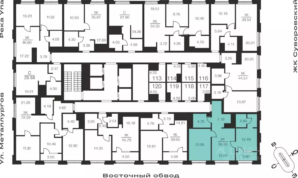 2-к кв. Тульская область, Тула Парк Патриот жилой комплекс (59.85 м) - Фото 2