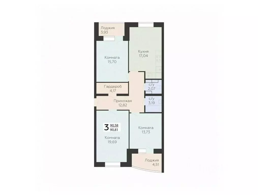 3-к кв. Орловская область, Орел ул. Панчука, 83Б (90.81 м) - Фото 0