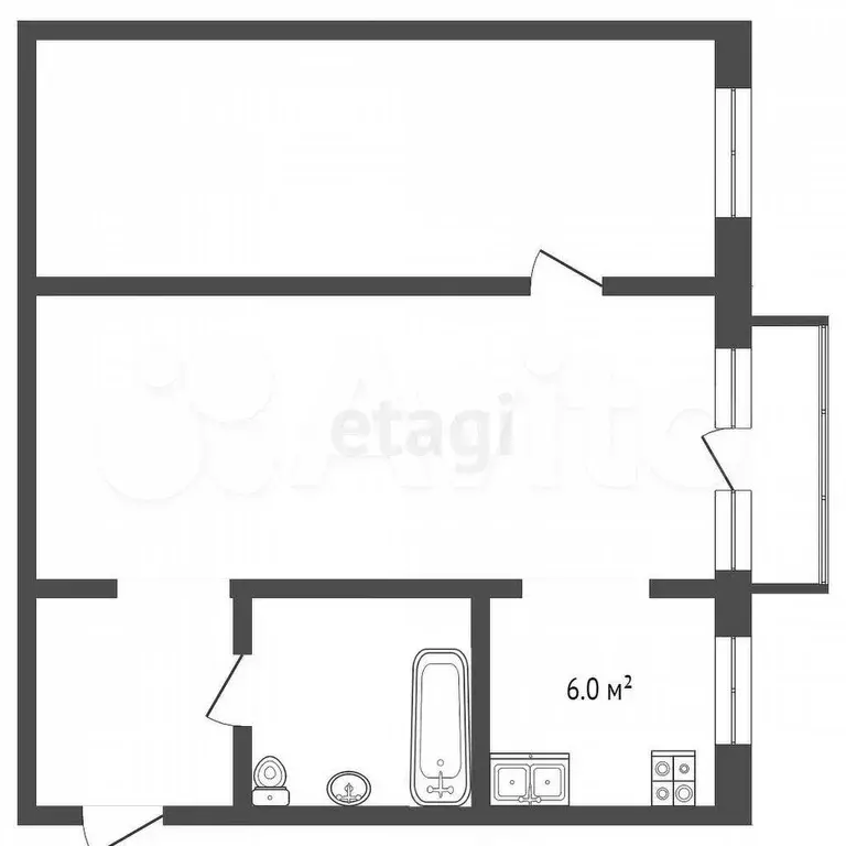 2-к. квартира, 46,2 м, 3/5 эт. - Фото 0