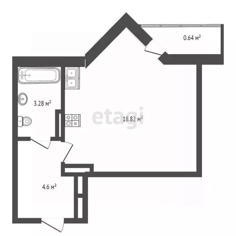 Студия Ярославская область, Ярославль ул. Брагинская, 18к2 (27.3 м) - Фото 1
