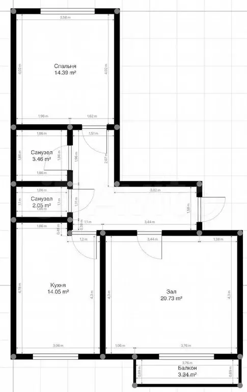 2-к. квартира, 68 м, 3/4 эт. - Фото 1
