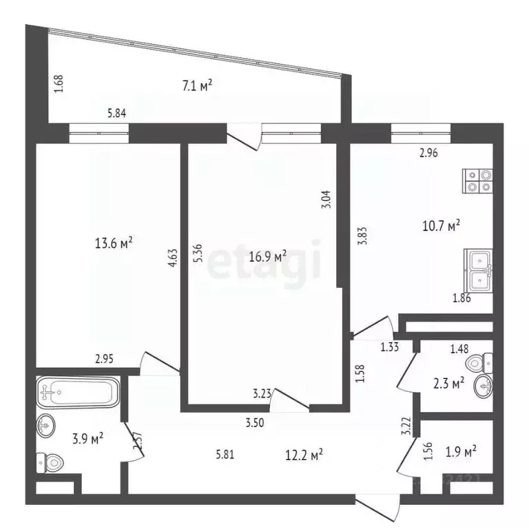 2-к кв. Удмуртия, Ижевск ул. Орджоникидзе, 67 (62.0 м) - Фото 2