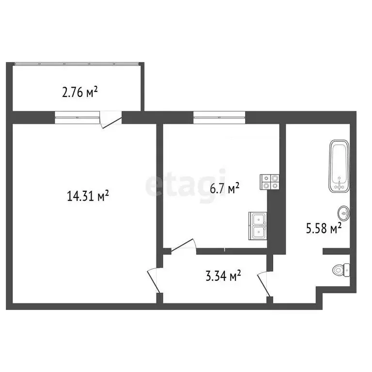 1-комнатная квартира: Стерлитамак, проспект Октября, 85 (30.5 м) - Фото 1