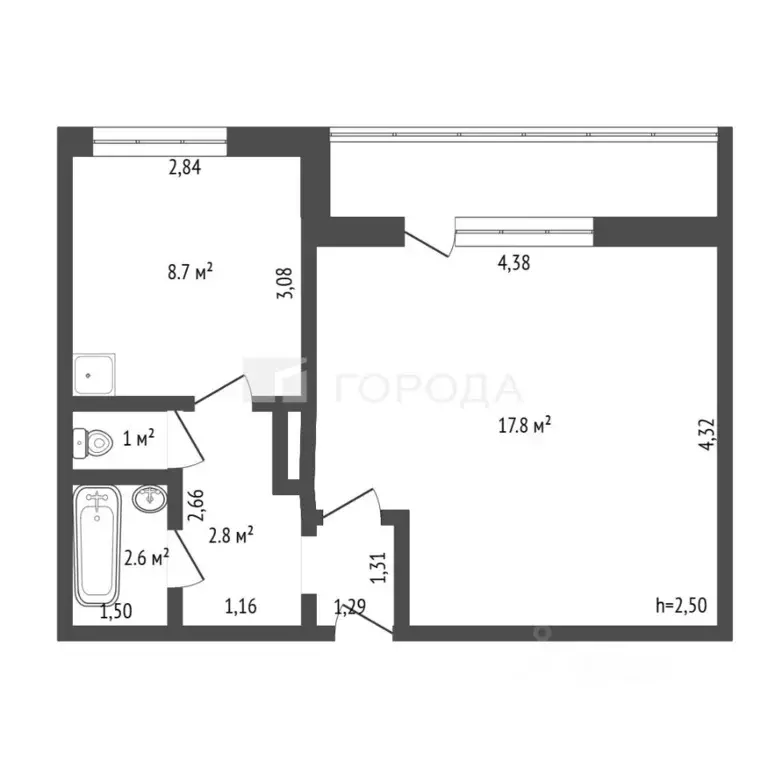 1-к кв. Алтайский край, Барнаул ул. Чихачева, 17 (34.0 м) - Фото 2