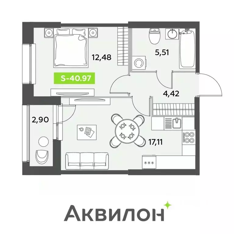 1-к кв. Санкт-Петербург Аквилон Ливз 2 жилой комплекс (40.97 м) - Фото 0