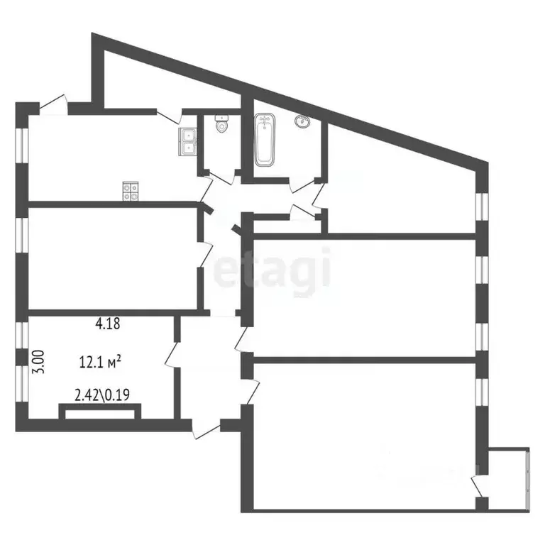 Комната Санкт-Петербург наб. Канала Грибоедова, 160 (12.1 м) - Фото 1