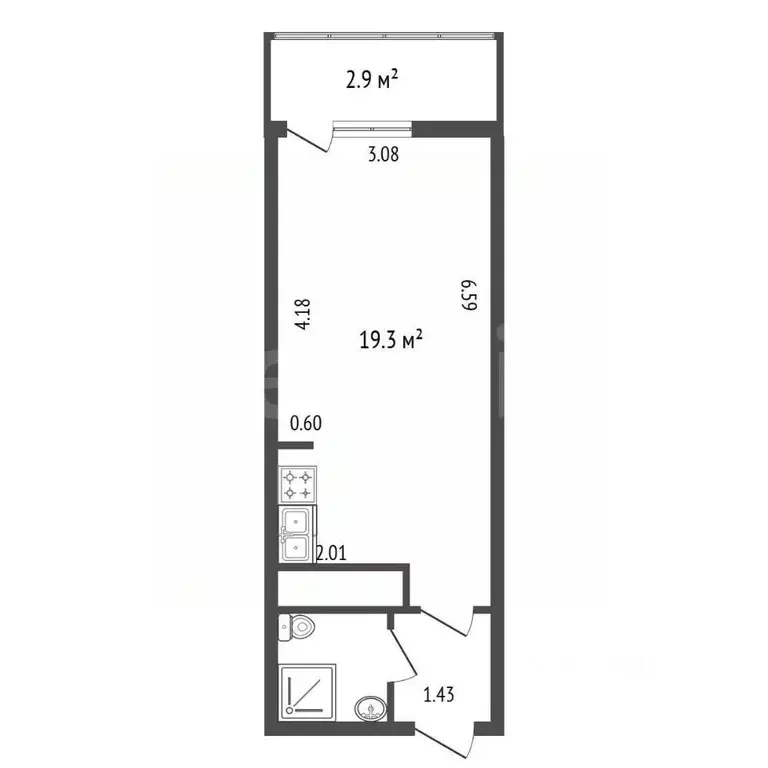 Студия Санкт-Петербург Пулковская ул., 6к2 (24.6 м) - Фото 2