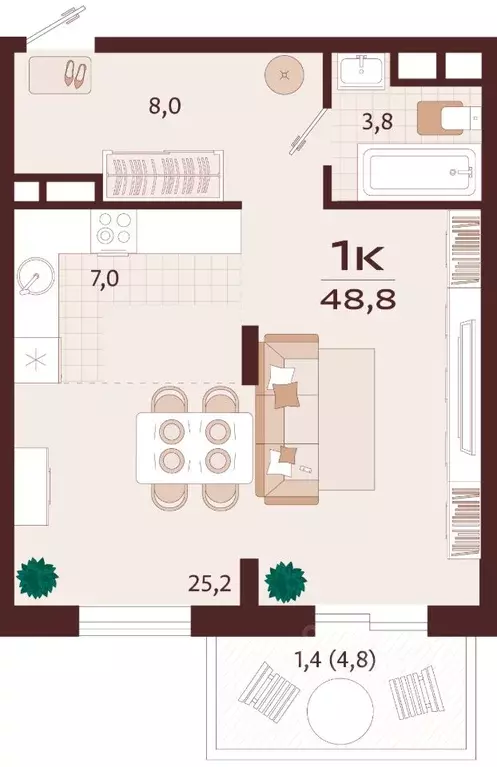 1-к кв. Крым, Ялта Роялта жилой комплекс (48.8 м) - Фото 1