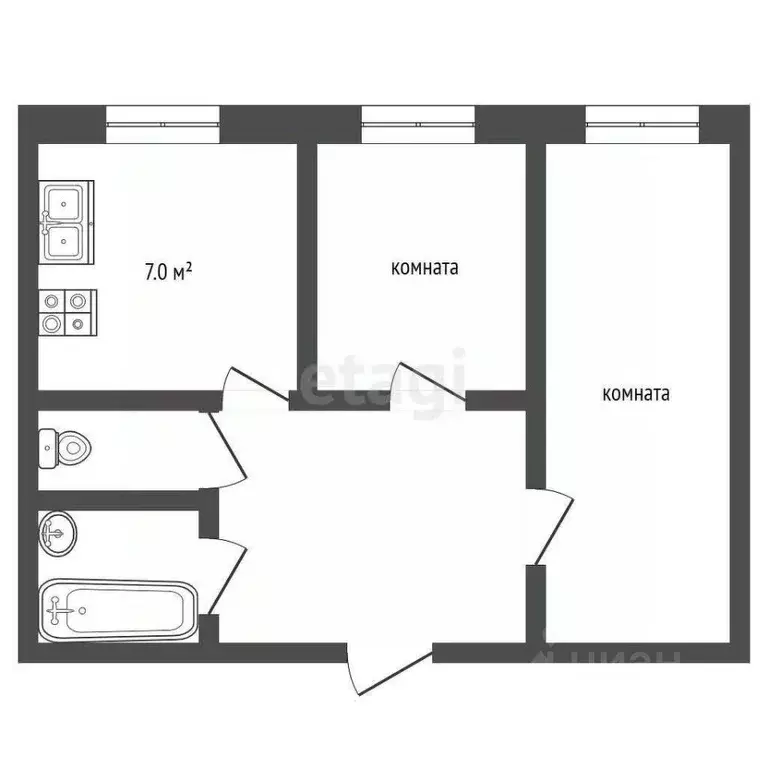 2-к кв. Ямало-Ненецкий АО, Муравленко ул. Ленина, 86 (48.6 м) - Фото 1