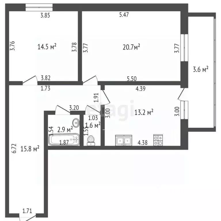 2-к кв. Мордовия, Саранск просп. 60 лет Октября, 6/6 (68.7 м) - Фото 1