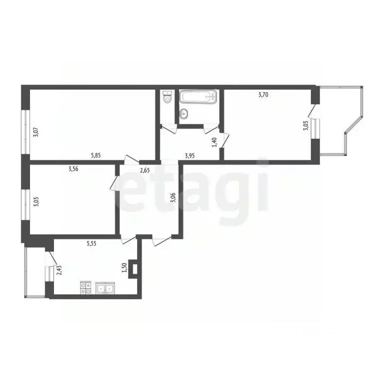 3-к кв. Костромская область, Кострома ул. Юных Пионеров, 49 (65.3 м) - Фото 0