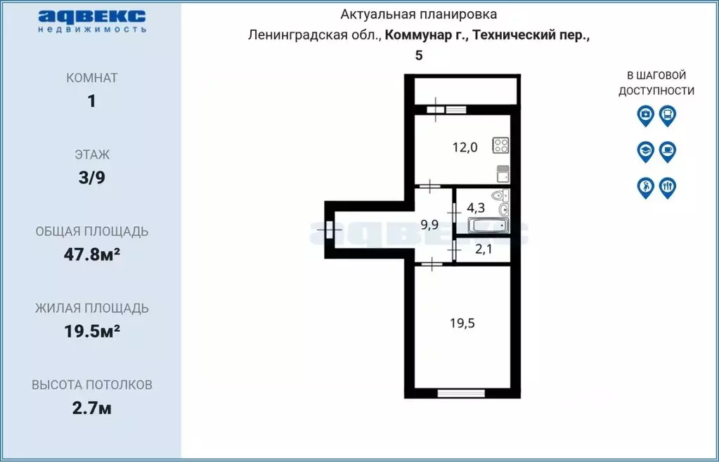 1-к кв. Ленинградская область, Коммунар г. Гатчинский муниципальный ... - Фото 2