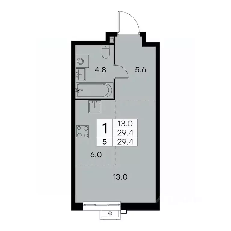 1-к кв. Москва Куркинское ш., 15С3 (29.4 м) - Фото 0