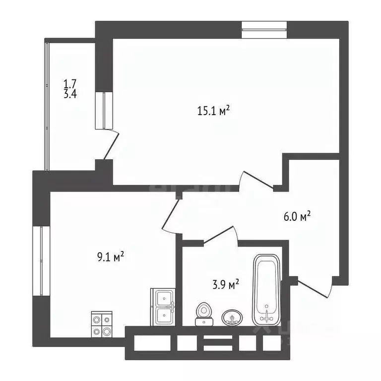 1-к кв. Ямало-Ненецкий АО, Новый Уренгой Ягельный мкр, ул. Южная, 52А ... - Фото 1