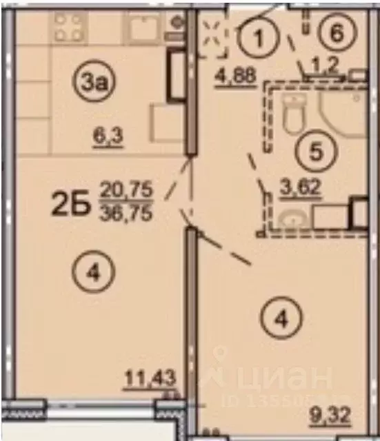 2-к кв. Ярославская область, Ярославль ул. Дядьковская, 16А (36.8 м) - Фото 0