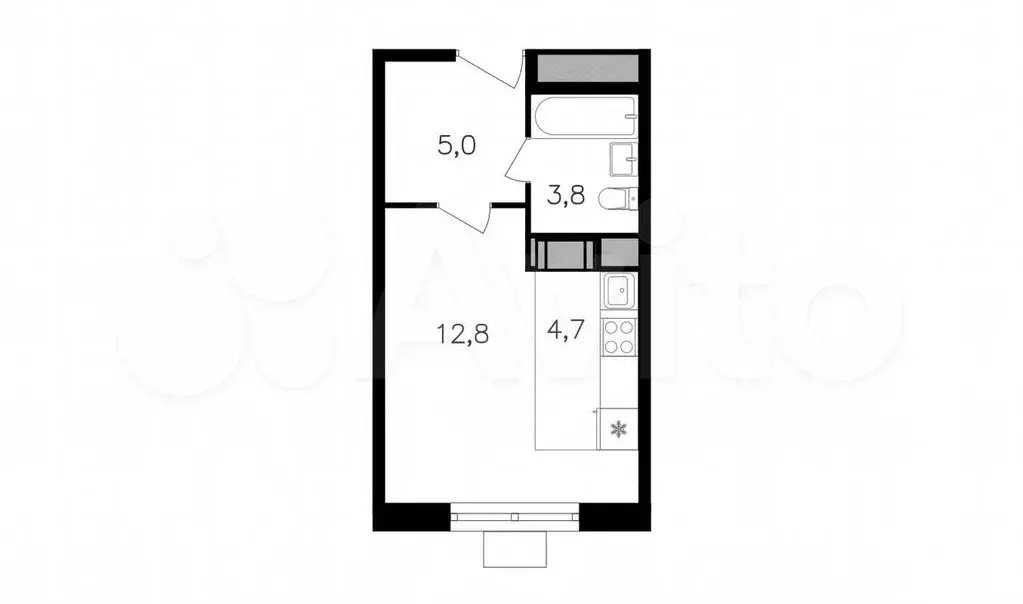 Квартира-студия, 27,1 м, 11/21 эт. - Фото 0