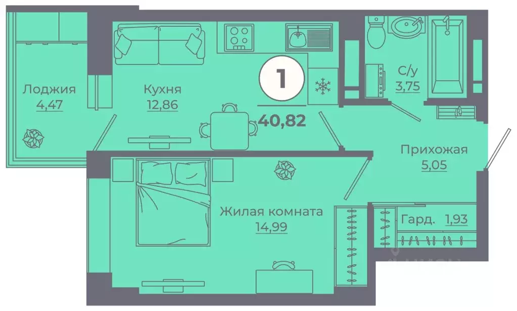 1-к кв. Ростовская область, Ростов-на-Дону Левенцовский мкр, ... - Фото 0