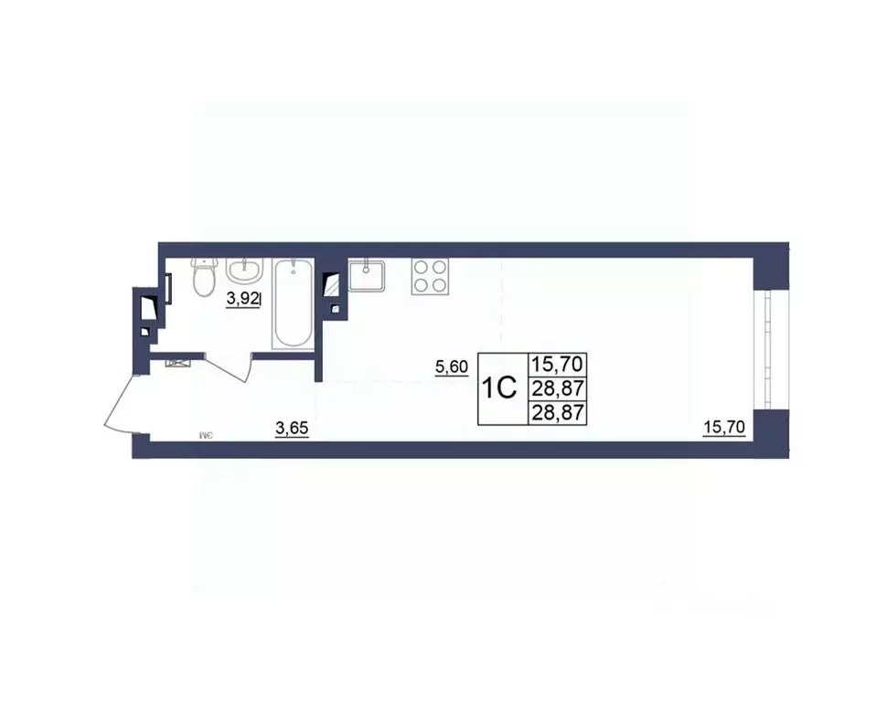 Студия Башкортостан, Уфа Космос жилой комплекс, лит1 (28.87 м) - Фото 1