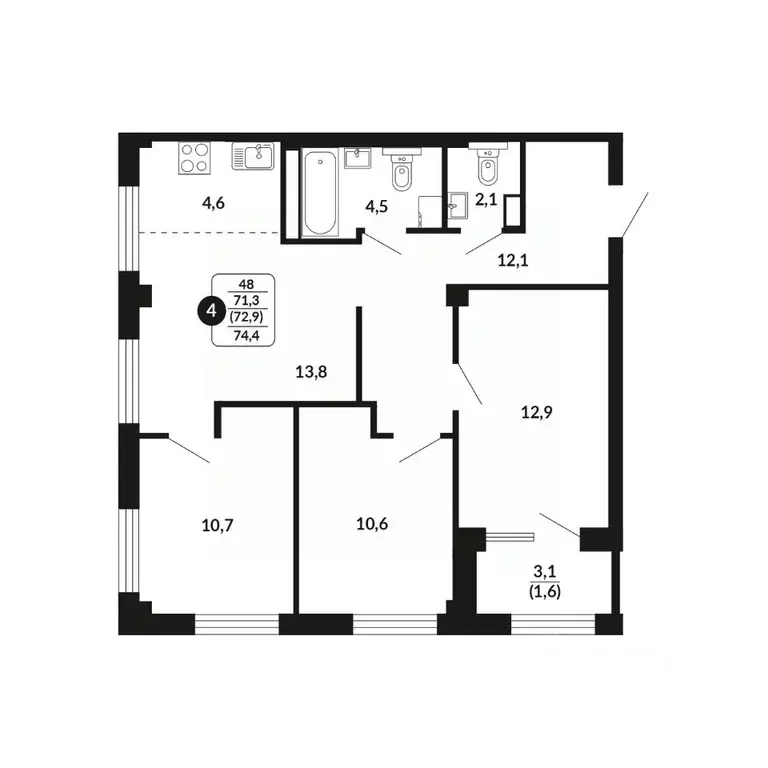 4-к кв. Кировская область, Киров Завода Маяк мкр,  (72.9 м) - Фото 0