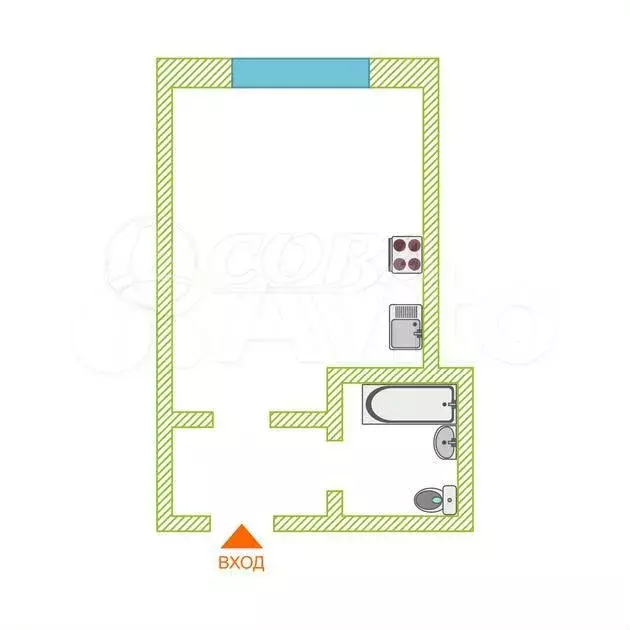 1-к. квартира, 14,9 м, 3/8 эт. - Фото 0