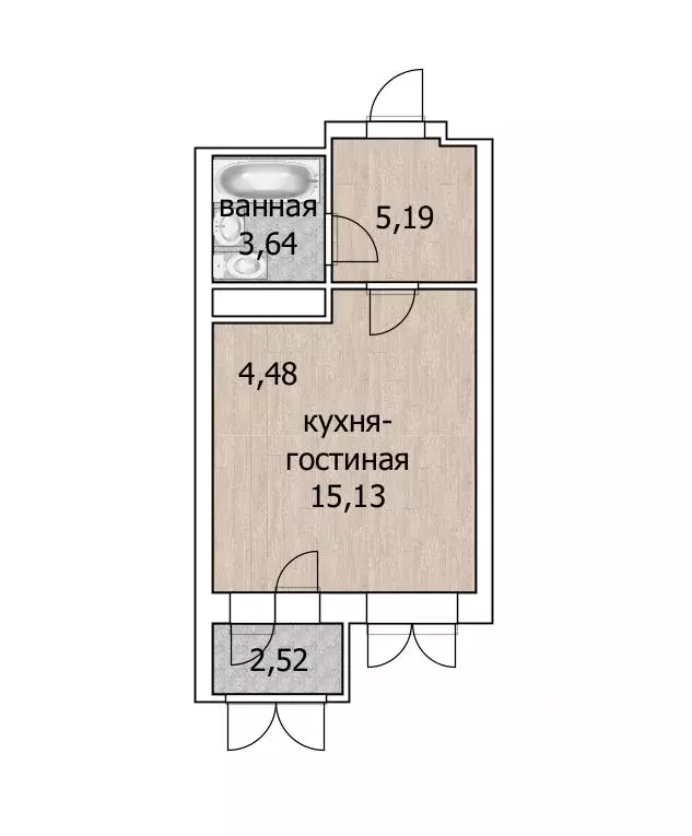 Студия Башкортостан, Уфа Айская ул., 39 (30.0 м) - Фото 1