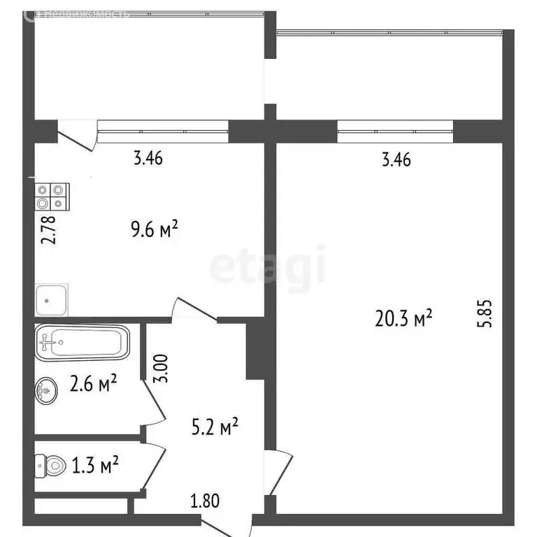 1-комнатная квартира: Якутск, улица Петровского, 10 (39 м) - Фото 0