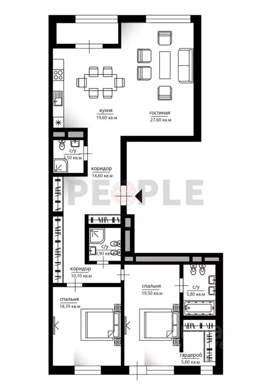 3-к кв. Москва ул. Усачева, 15А (130.0 м) - Фото 2