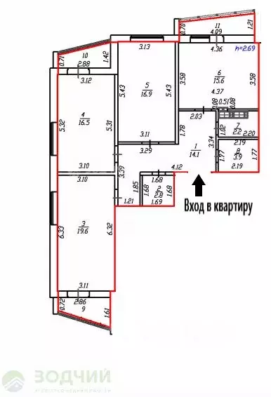 3-к кв. Чувашия, Чебоксары Ярмарочная ул., 19к3 (91.6 м) - Фото 2