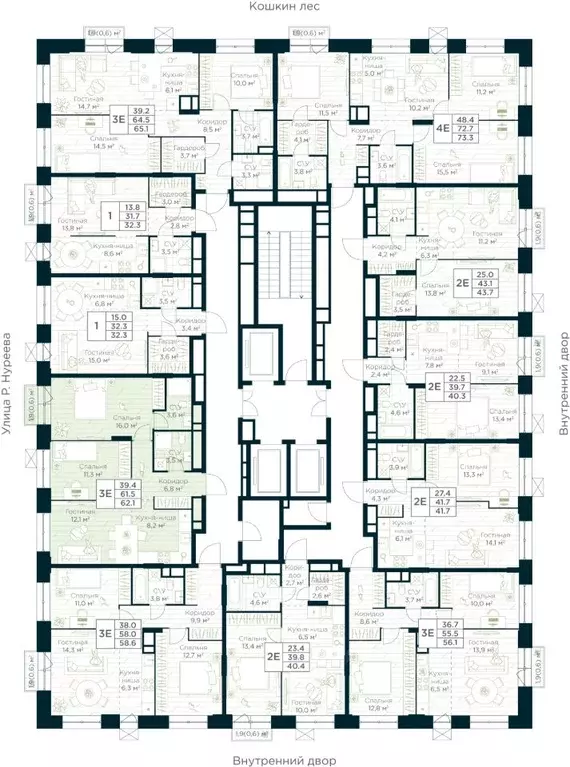 2-к кв. Башкортостан, Уфа Глумилино жилрайон, Урман Сити жилой ... - Фото 2