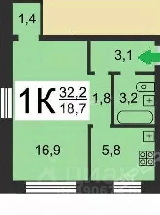 1-к кв. Нижегородская область, Нижний Новгород ул. Героя Советского ... - Фото 2