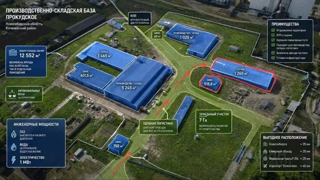 Помещение свободного назначения в Новосибирская область, Коченевский ... - Фото 1