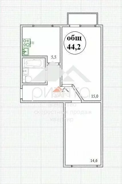 2-к кв. Новосибирская область, Новосибирск Телевизионная ул., 5 (44.2 ... - Фото 1