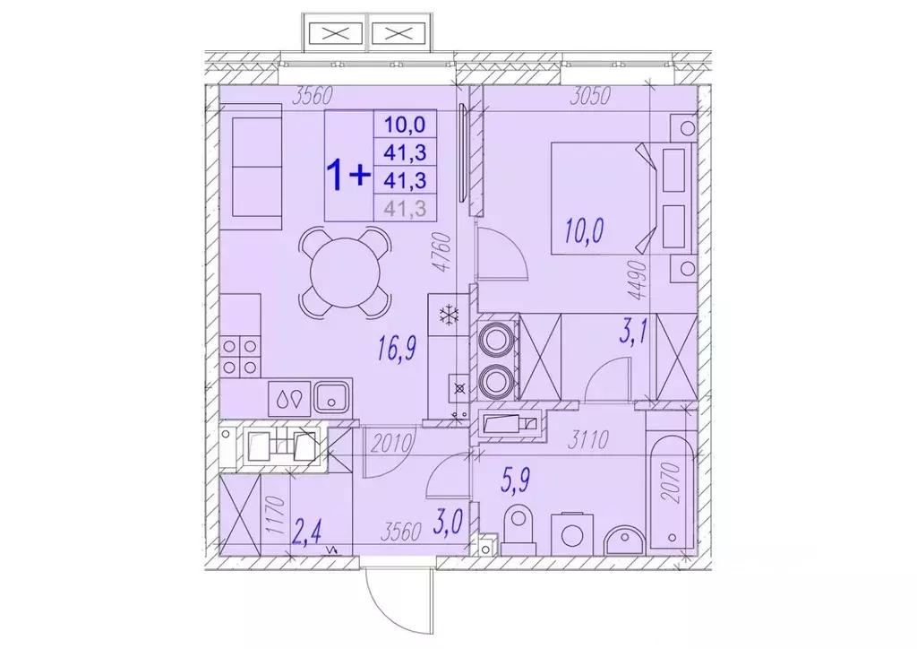 1-к кв. Астраханская область, Астрахань ул. Плещеева, 102 (41.3 м) - Фото 0