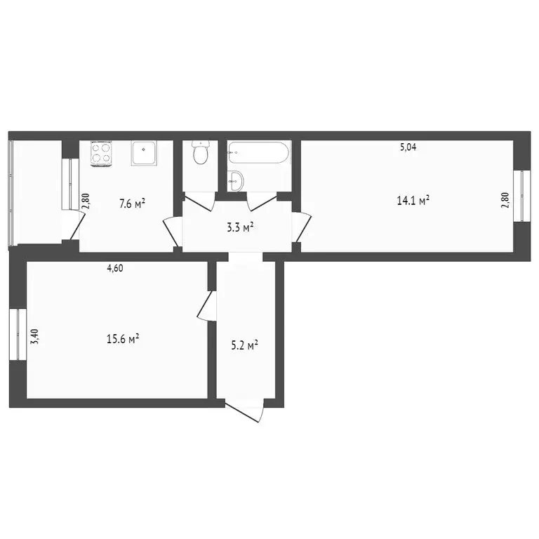2-комнатная квартира: Вологда, Вологодская улица, 10Б (50 м) - Фото 1