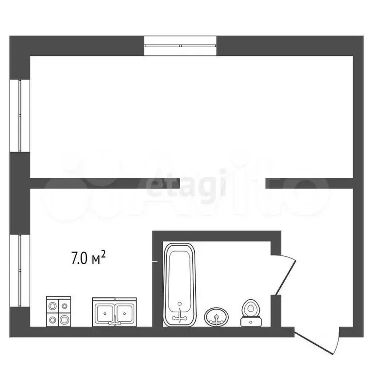 1-к. квартира, 30 м, 5/5 эт. - Фото 1