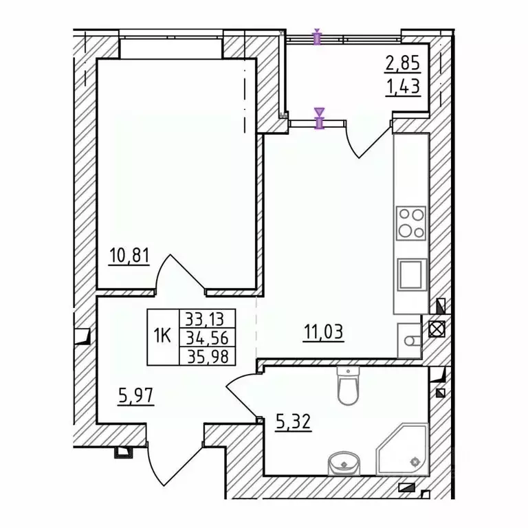 1-к кв. Калининградская область, Зеленоградск  (35.98 м) - Фото 1