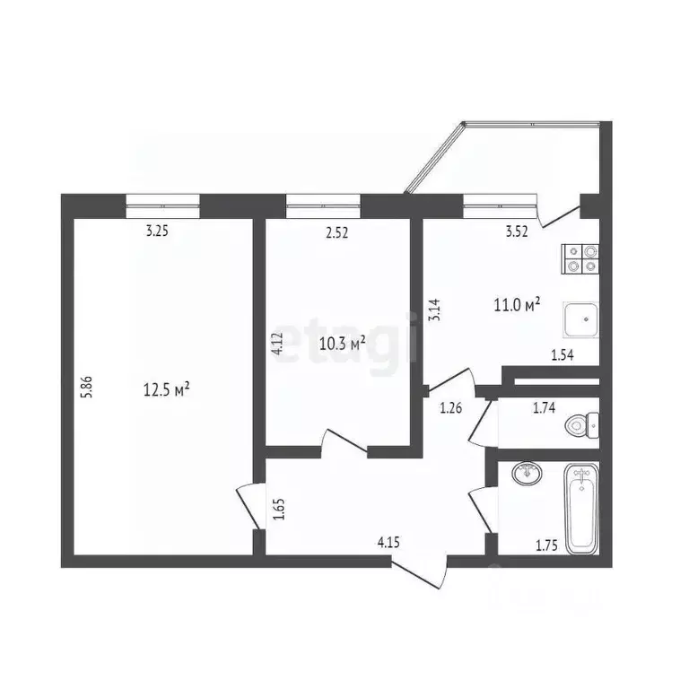 2-к кв. Тюменская область, Тюмень ул. Обдорская, 5 (50.6 м) - Фото 1