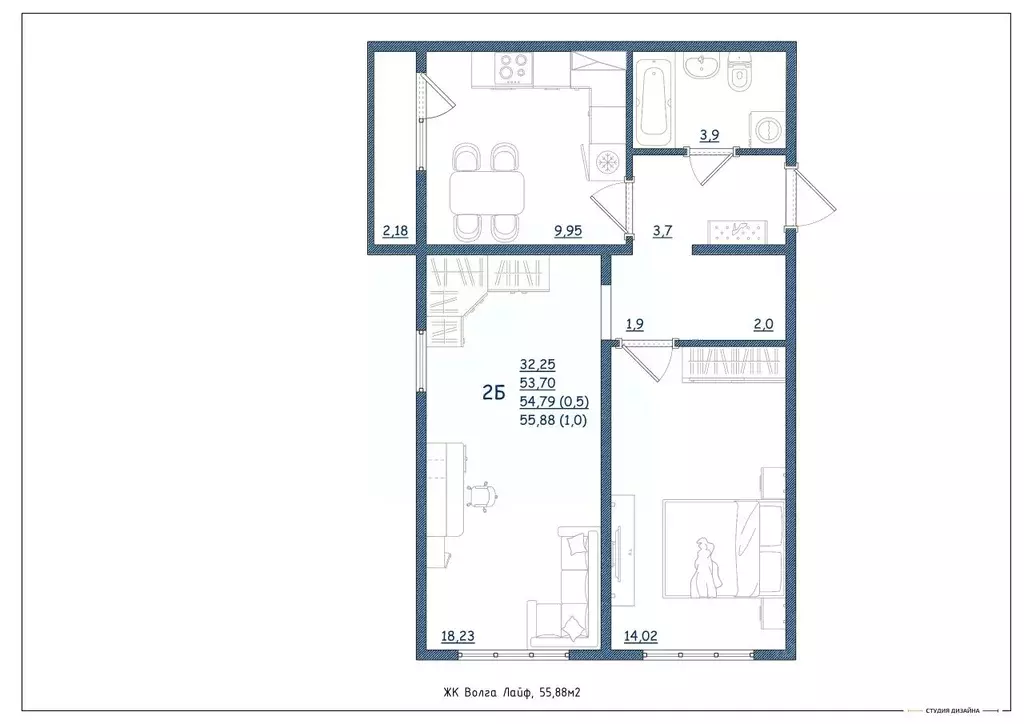 2-к кв. Тверская область, Тверь Новочеркасская ул., 49 (55.88 м) - Фото 2
