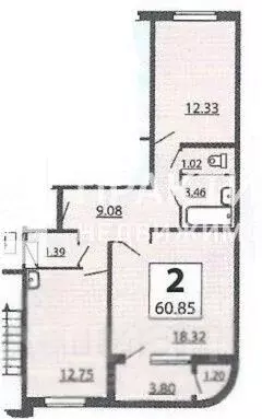 2-к кв. Московская область, Люберцы Октябрьский просп., 123к5 (60.9 м) - Фото 2