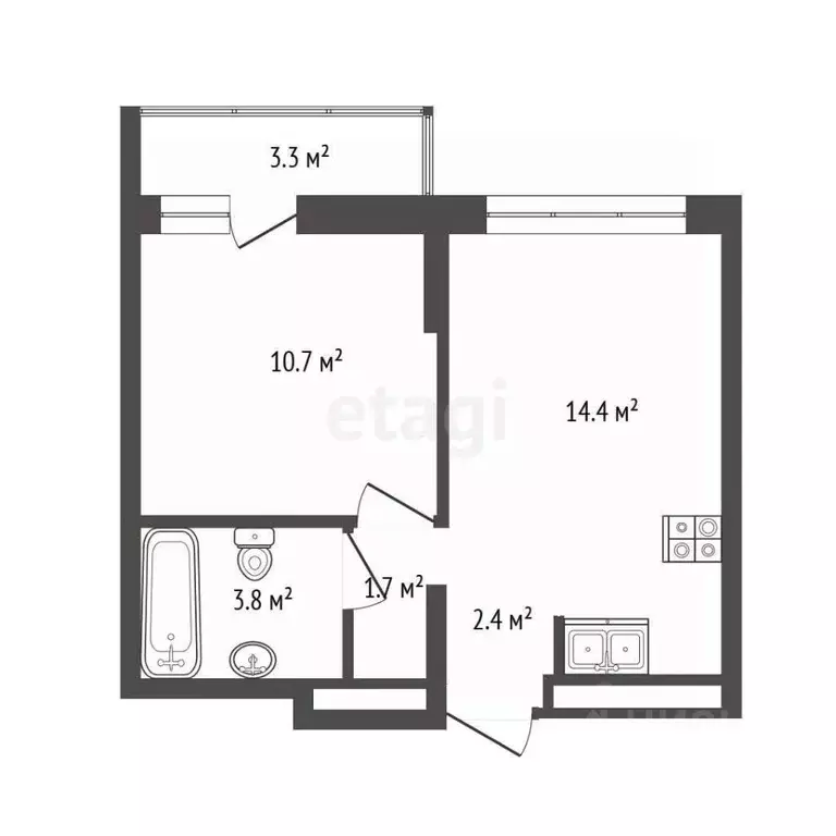 1-к кв. Тюменская область, Тюмень ул. Республики, 205к1 (36.4 м) - Фото 2