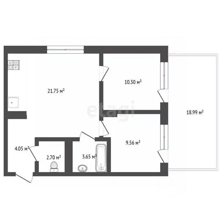 2-к кв. Тюменская область, Тюмень ул. Стройотрядовская, 10 (53.0 м) - Фото 1