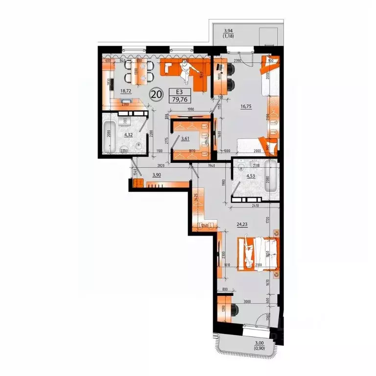 1-к кв. Приморский край, Владивосток Санрайс жилой комплекс (77.68 м) - Фото 2