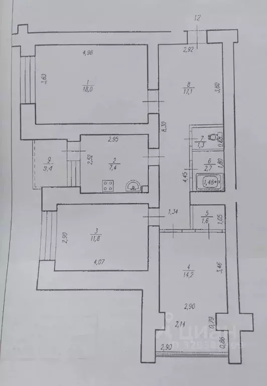 3-к кв. Башкортостан, Уфа ул. 50 лет СССР, 50 (74.0 м) - Фото 2