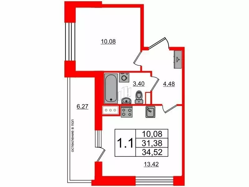 1-комнатная квартира: Санкт-Петербург, Кубинская улица, 78Е (31.38 м) - Фото 0