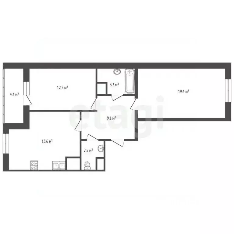 2-к кв. Санкт-Петербург ул. Русановская, 17к2 (62.4 м) - Фото 2