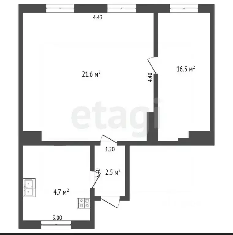 2-к кв. Калининградская область, Черняховск Театральная ул., 10 (38.3 ... - Фото 2