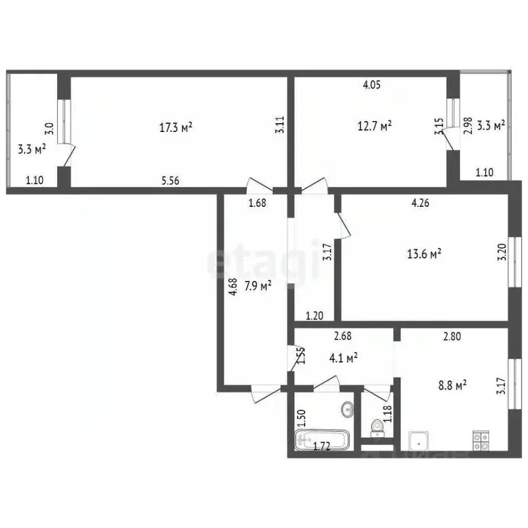 3-к кв. Белгородская область, Шебекино ул. Ленина, 90 (72.0 м) - Фото 1