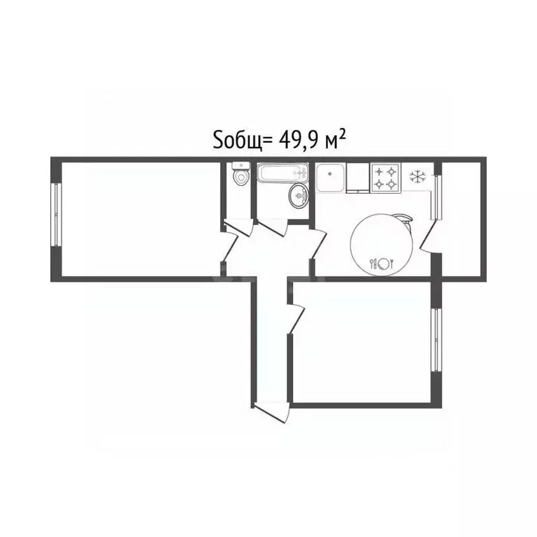 2-к кв. Брянская область, Выгоничи рп ул. Ломоносова, 13 (49.9 м) - Фото 2