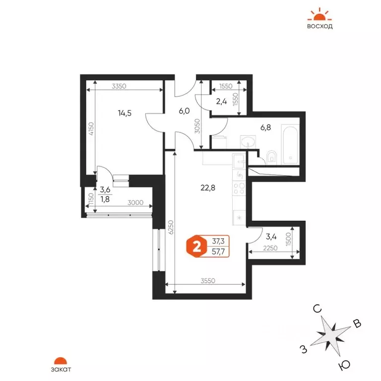 2-к кв. Московская область, Балашиха Гагарина мкр, ул. Проектная, 4 ... - Фото 1