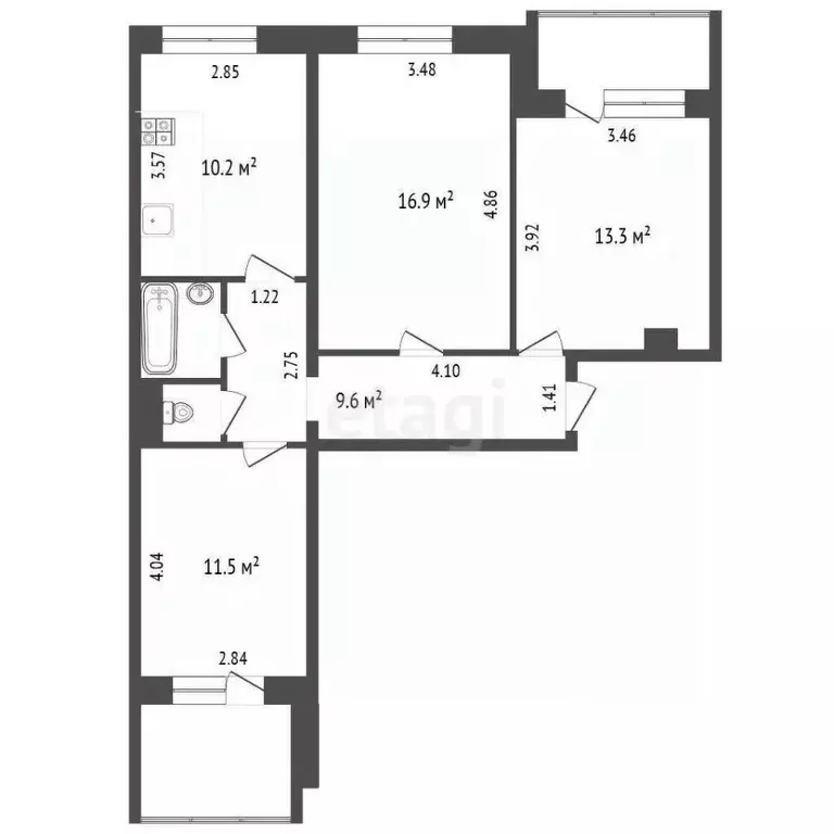 3-к кв. Орловская область, Орел ул. Бурова, 26 (66.1 м) - Фото 1